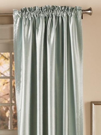 Faux Silk Lined Rod Pocket Curtains With Back Tabs