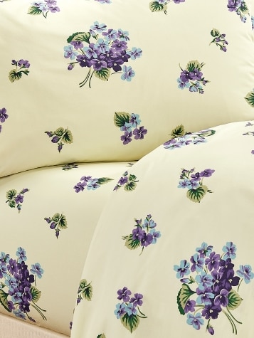 Violet Bouquets Portuguese Cotton Percale Sheet Set