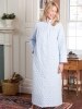 Blue Floral Double-Quilted Flannel Robe for Women 