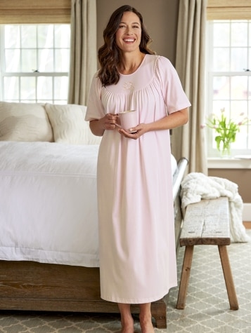 Women's Calida Short-Sleeve Soft Cotton Nightgown 