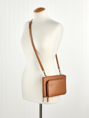 Women's Leather 3-in-1 Crossbody Bag in Honey 