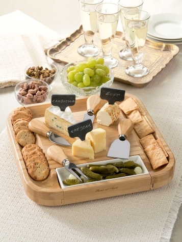 Bamboo 10-Piece Cheese Board Set With Drawer
