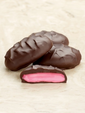 Dark Chocolates with Pink Wintergreen Filling