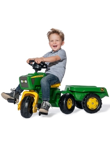 John deere childrens ride top on tractor and trailer