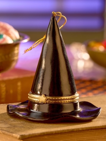 Halloween Porcelain Witch Hat Ornament and Trinket Box