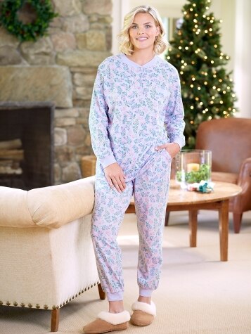 Women's Cotton Jersey Knit Ski Pajamas