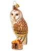 Barn Owl Blown-Glass Christmas Ornament
