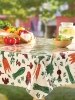 Heavy-Duty Printed Oilcloth Tablecloth in Vegetable Garden Pattern