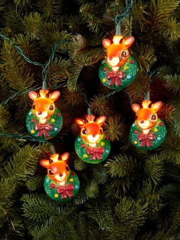 Rudolph Wreath Christmas String Lights, 10 Lights
