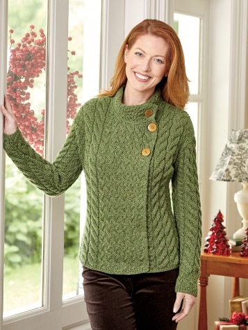 Women's Irish Supersoft Wool Asymmetrical Cardigan