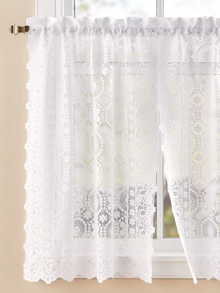 Lace Fl Rod Pocket Curtain Tiers, Scalloped Lace Curtains