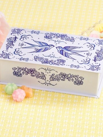 Blue & White Delft Songbird Tin With French Cremes