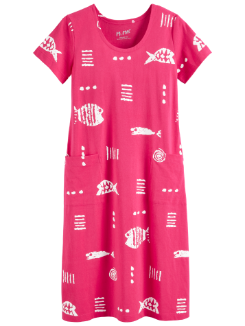 M.MAC Mid-Length Rock Fish Dress With Pockets in Fuchsia Rose