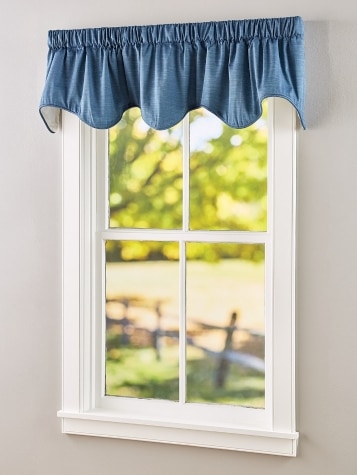 Solid Cotton Duck Lined Rod Pocket Scalloped Valance