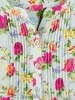 Ella Simone Stretch-Knit Floral Pintuck Tunic