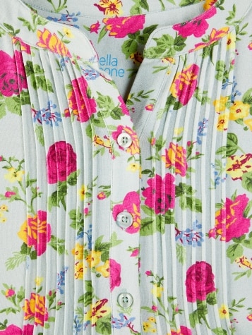 Ella Simone Stretch-Knit Floral Pintuck Tunic