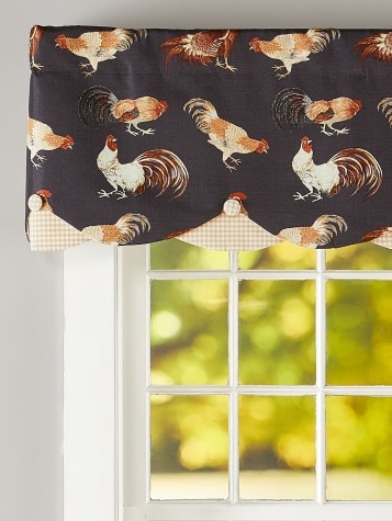 Roosters on Parade Layered Button Valance