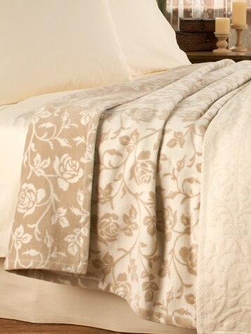 Buds and Blossoms Reversible Cotton-Rich Blanket