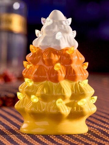 Candy Corn Ceramic Tree, Cordless 5-Inches Tall