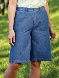 Women's Wide-Leg Cotton Denim Shorts