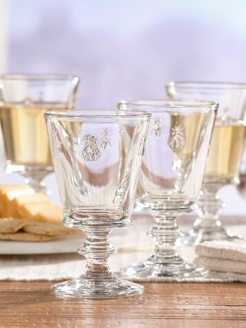 French Bee Wine Glasses, Set of 4