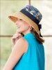 Women's Floral Denim and Raffia Cloche With Bow