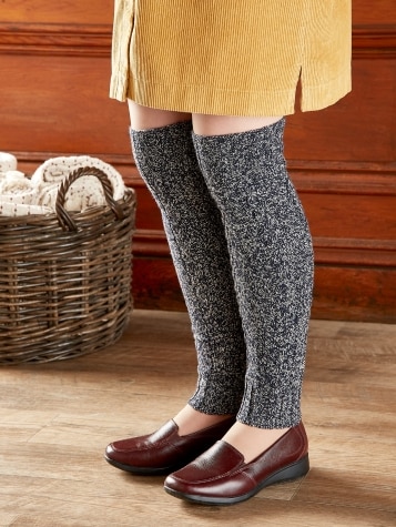 Ragg Wool Blend Cable-Knit Leg Warmers for Women 