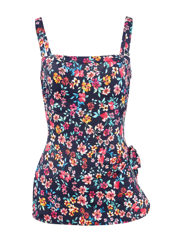 Women's Navy Floral Bandeau Swimsuit