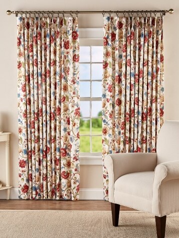 New England Garden Lined 96" Pinch Pleat Curtains