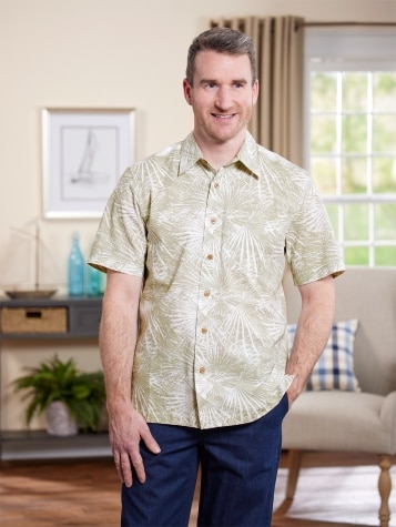 Orton Brothers Tropical Leaves Short Sleeve Cotton Shirt
