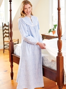 Lanz Vintage Floral Flannel Nightgown