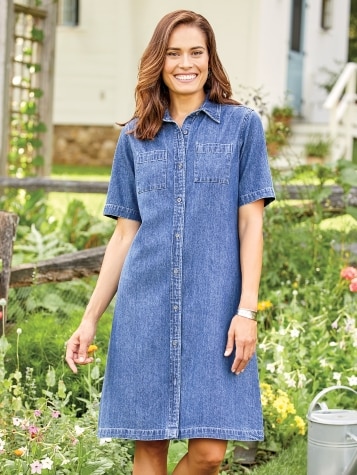 Casual Denim Dress With Short Sleeves