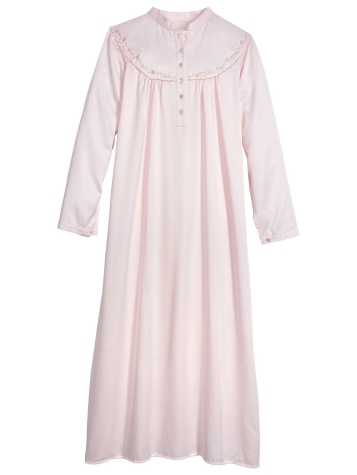 Brushed-Back-Satin Embroidered Nightgown