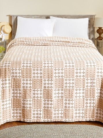 Polka Dot and Floral Cotton Bedspread
