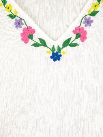 Ella Simone Embroidered Cotton Gauze Tunic Top
