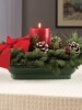 Classic Balsam Red Bow and Pillar Candle Centerpiece