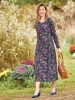 Floral Cotton Knit A-Line Dress for Women 