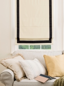 Thermal Blackout Cotton-Blend Cordless Roman Shade With Decorative Border