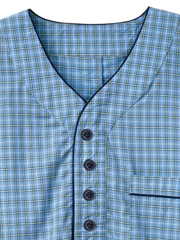 Men's Blue Madras Plaid Cotton Nightshirt