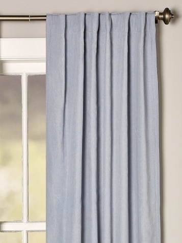 Insulated Linen-Blend Lined Rod Pocket Curtains With Back Tabs In Wedgwood Blue