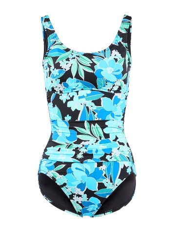 Women's Aqua Floral Empire-Waist Mastectomy Swimsuit