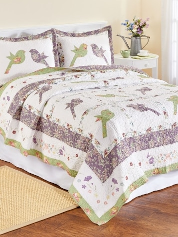 Birds of a Feather Patchwork Quilt or Pillow Sham