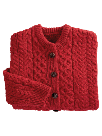 Women's Irish Wool Timeless Cardigan in Red