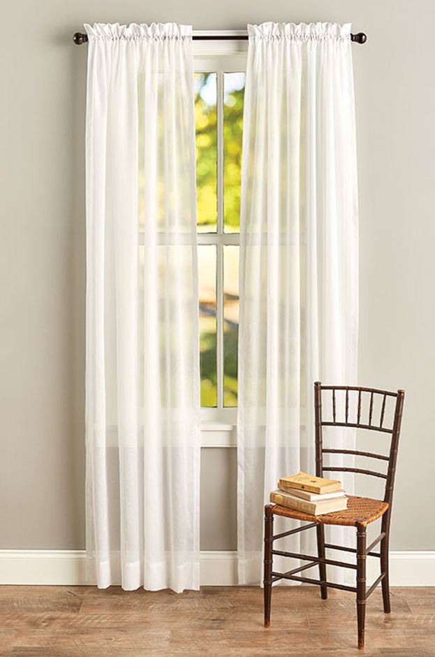Cotton Voile Semi-Sheer Rod Pocket Curtains Or Tiers