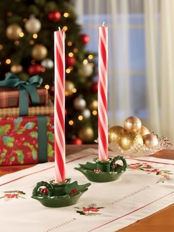 Candy Cane Taper Candle, Set of 2