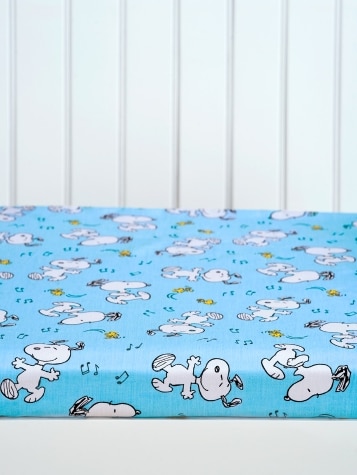 Snoopy and Woodstock Cotton Percale Crib Sheet