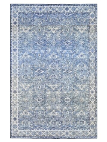 Blue Watercolor Low-Profile Persian-Style Rug