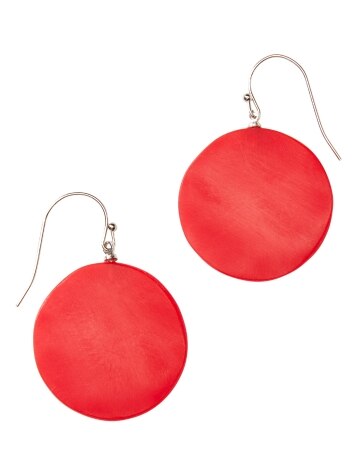 Red Single Circle Drop Earrings