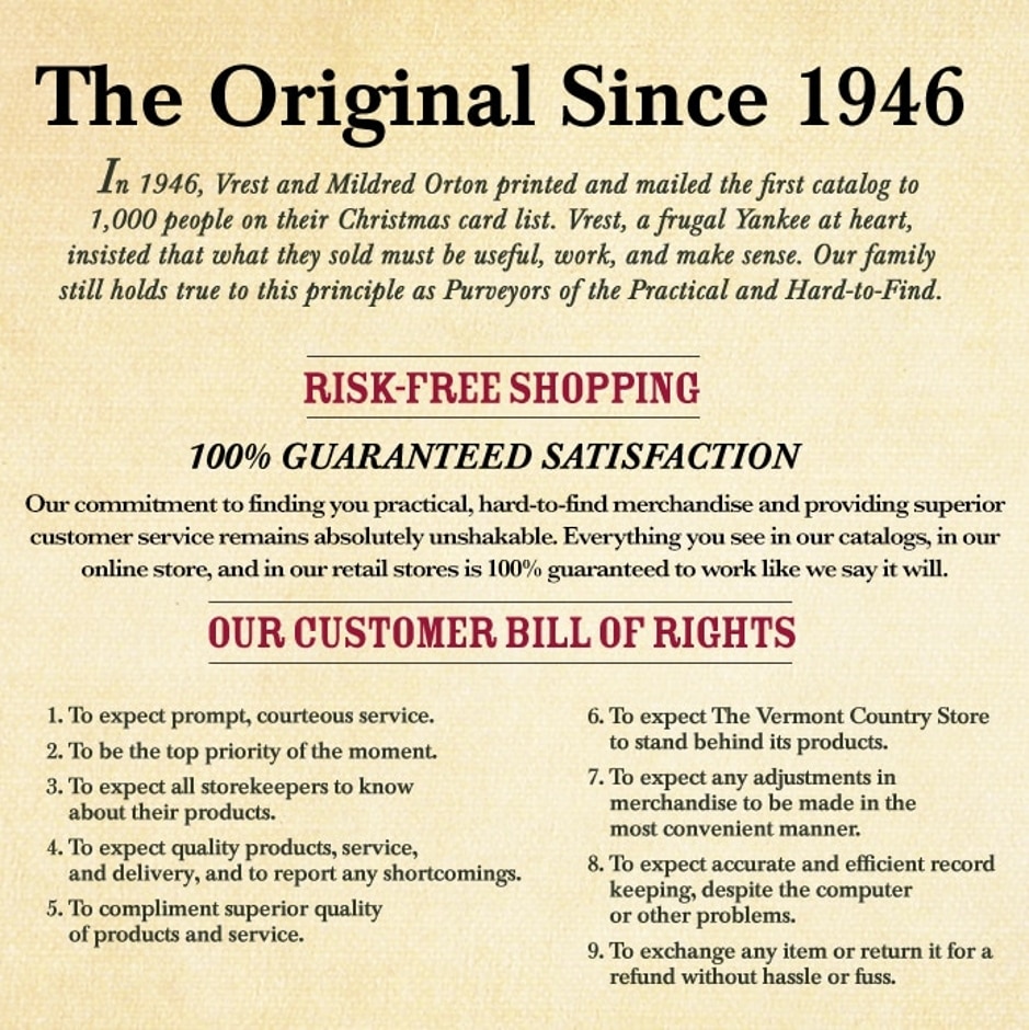 Risk-Free Shopping; Customer Bill of Rights