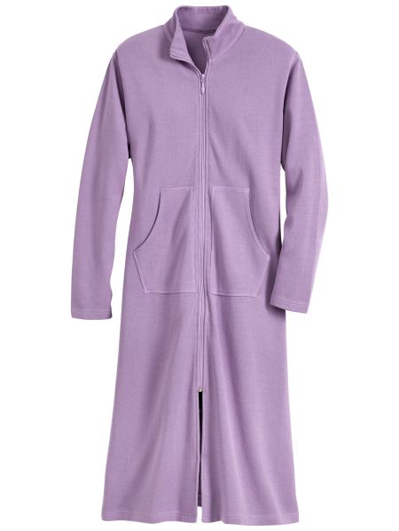 Womens Cotton Rib-Knit Zip-Front Robe